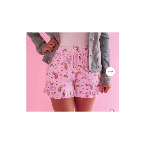 NWT Posh Peanut Women's Barbie Star Power Terry Ruffled Shorts Size XX-Large